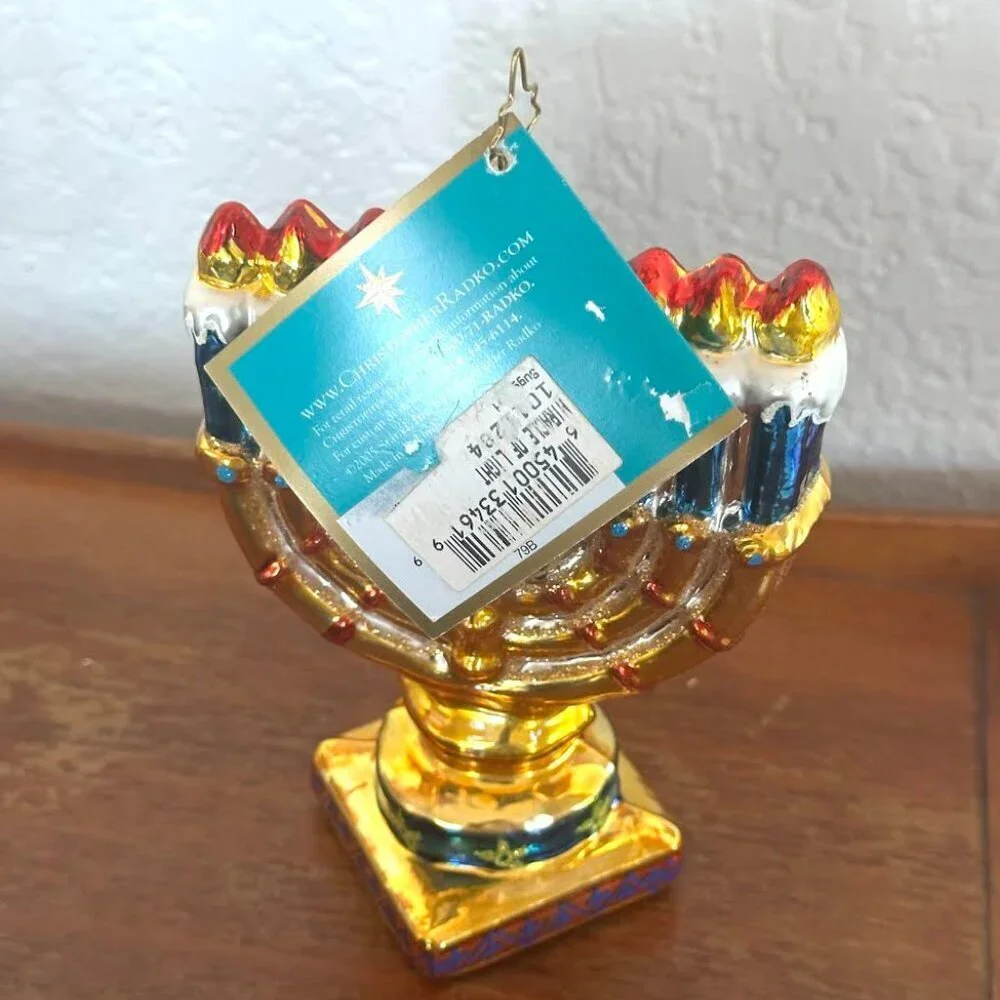 Christopher Radko Miracle of Light Menorah Glass Ornament